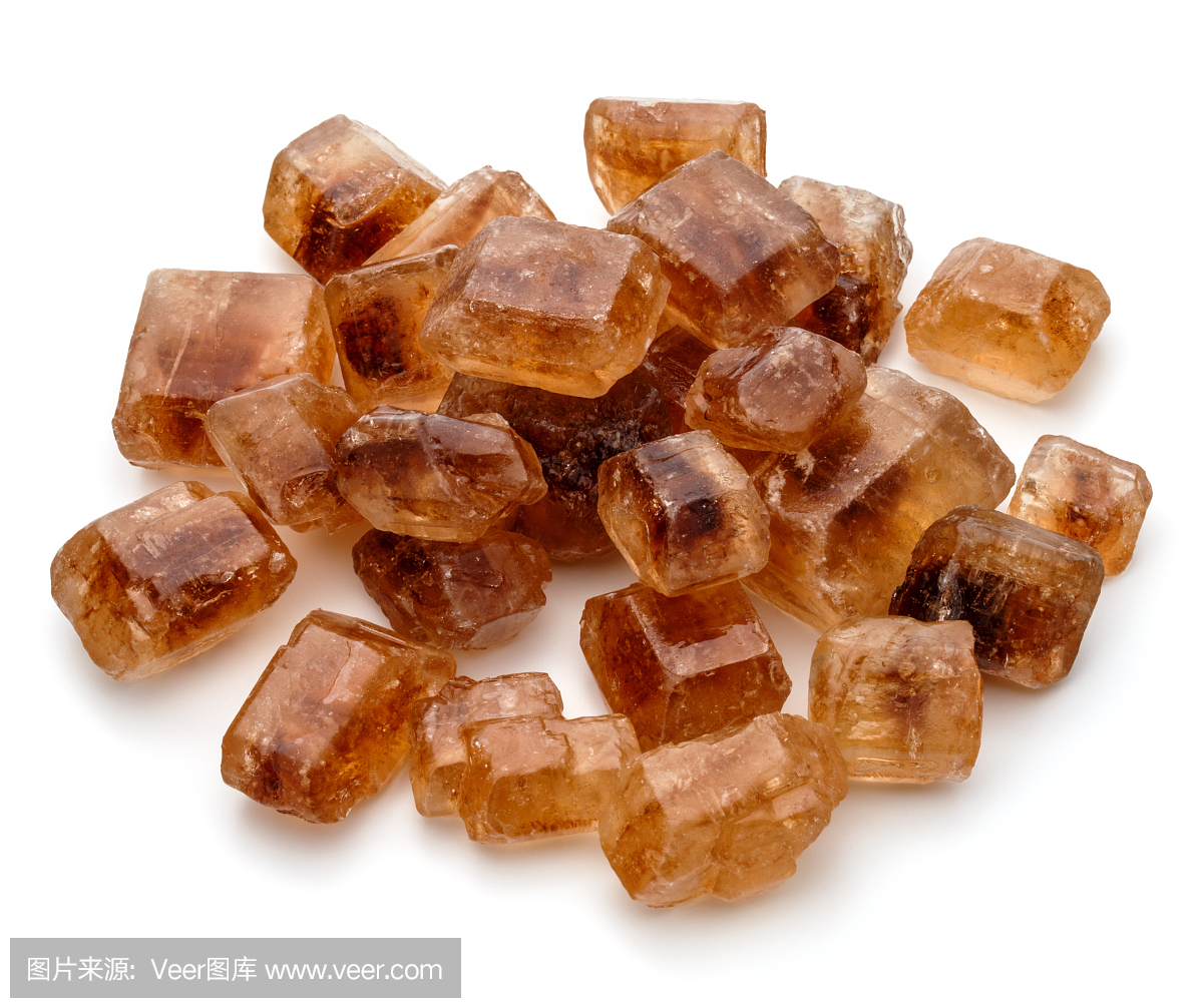 棕色焦糖块甘蔗糖立方体分离