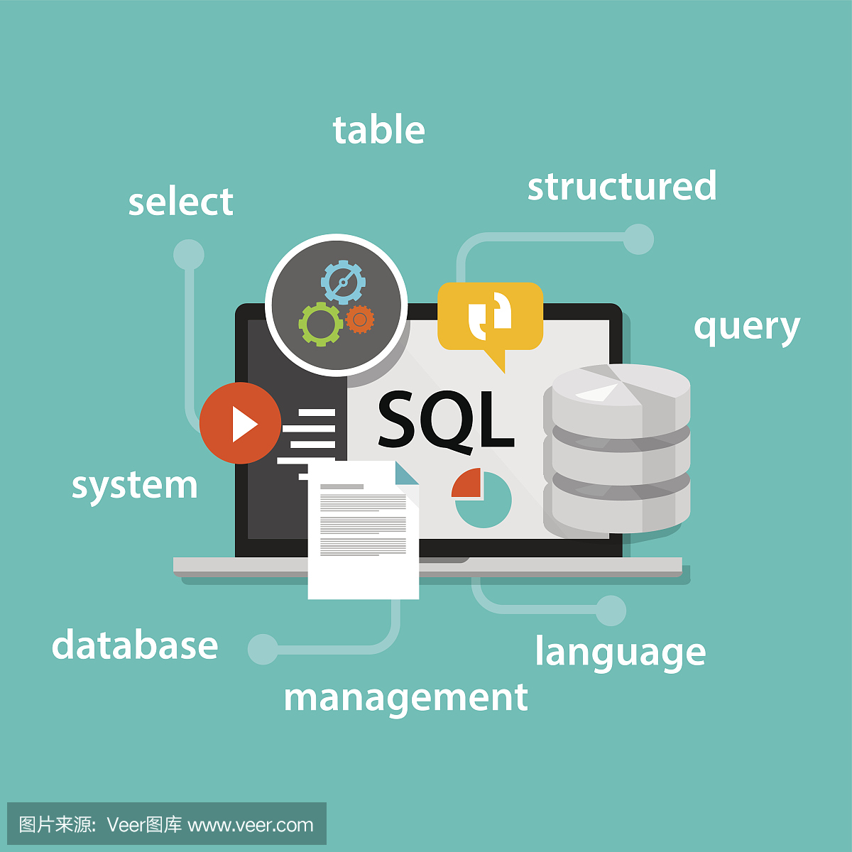 sql结构化查询语言数据库符号向量插图概念