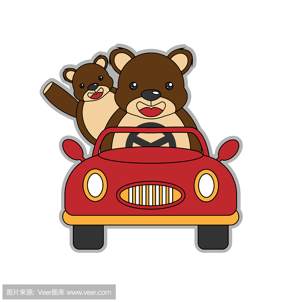 熊驾驶一辆汽车传染媒介动画片