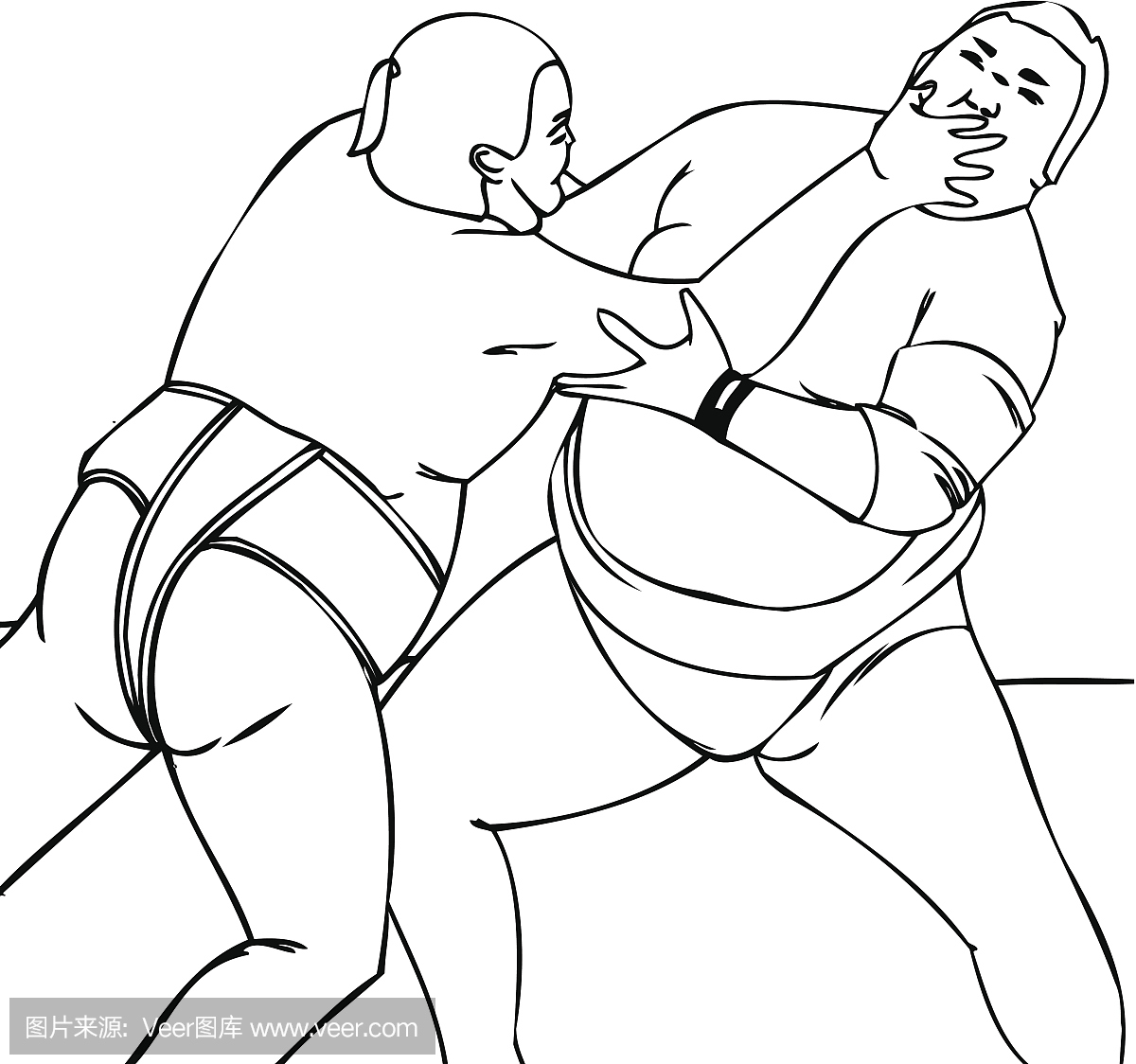 孤立的矢量插画的日本男相思摔跤手