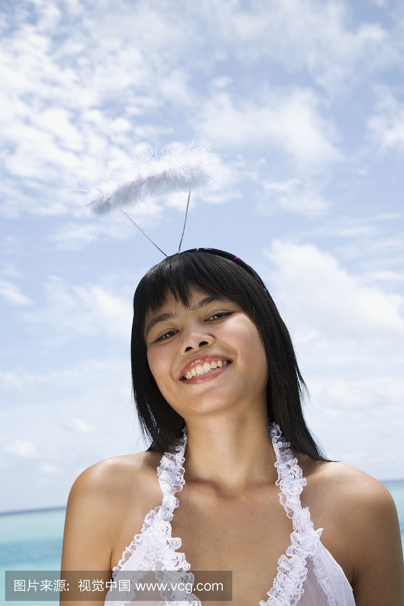 马尔代夫。南马累环礁亚裔女人