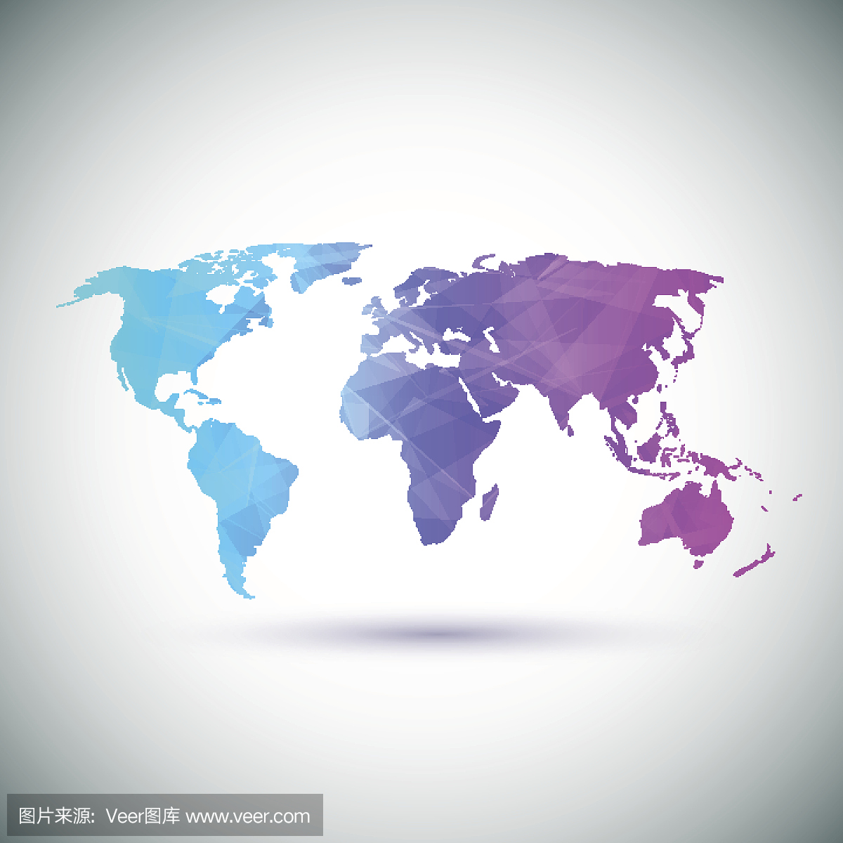 低聚几何世界地图。向量