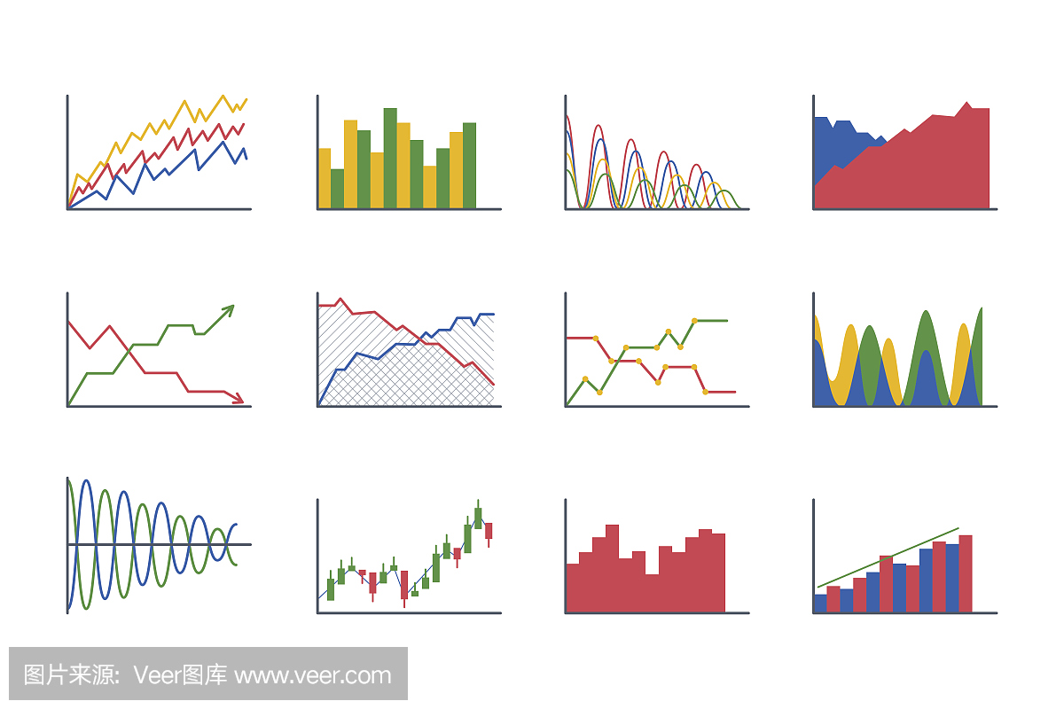 业务数据图分析元素条饼形图和平面图标设计孤