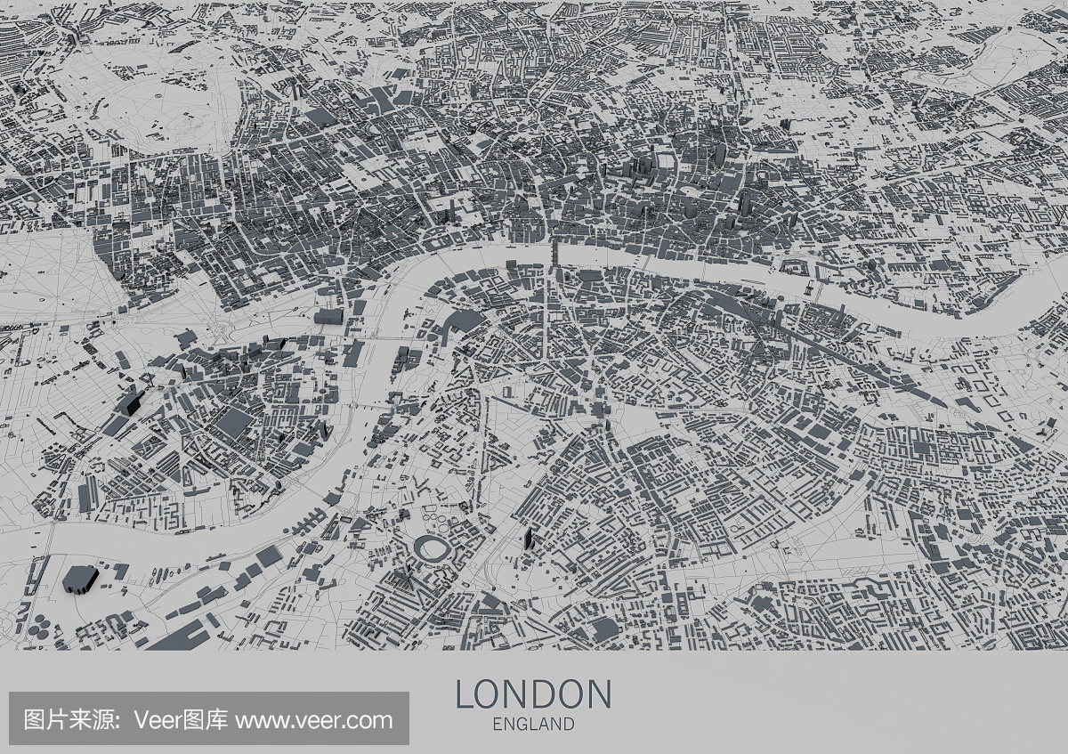 伦敦地图,卫星视图,城市,英国