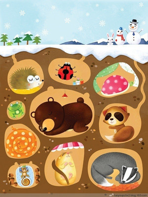 冬眠的动物儿童画