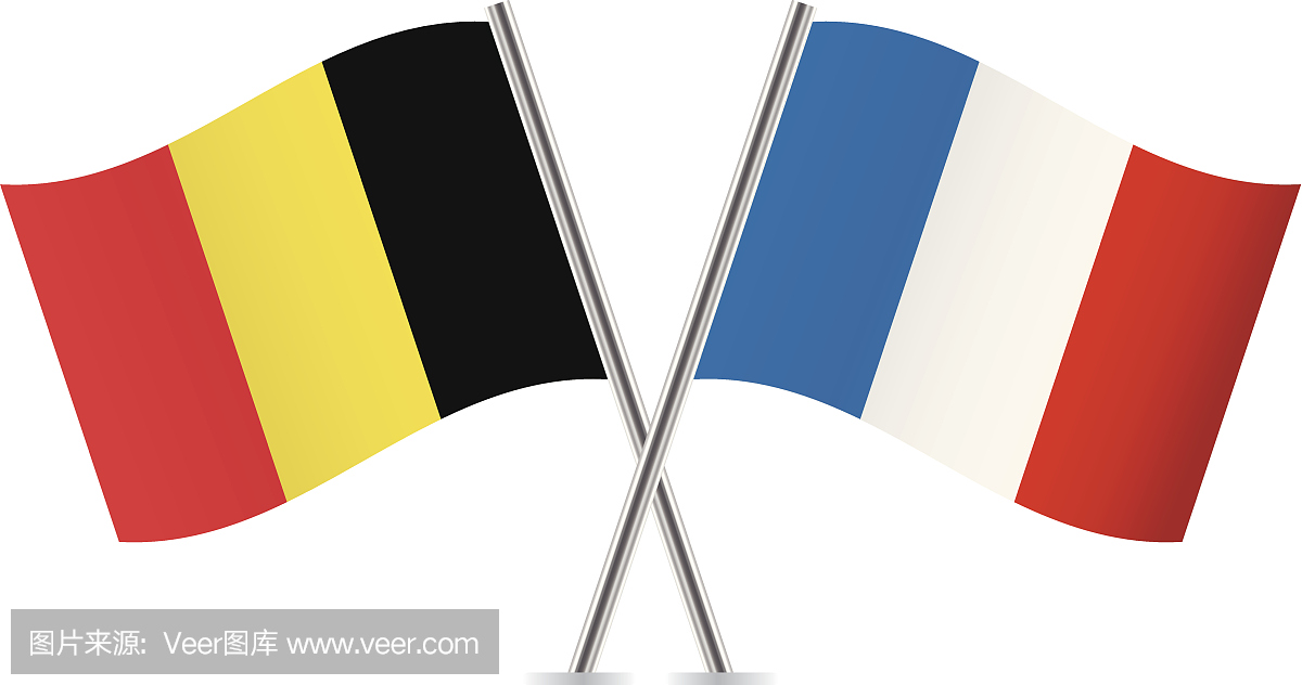 法国和比利时国旗。向量。