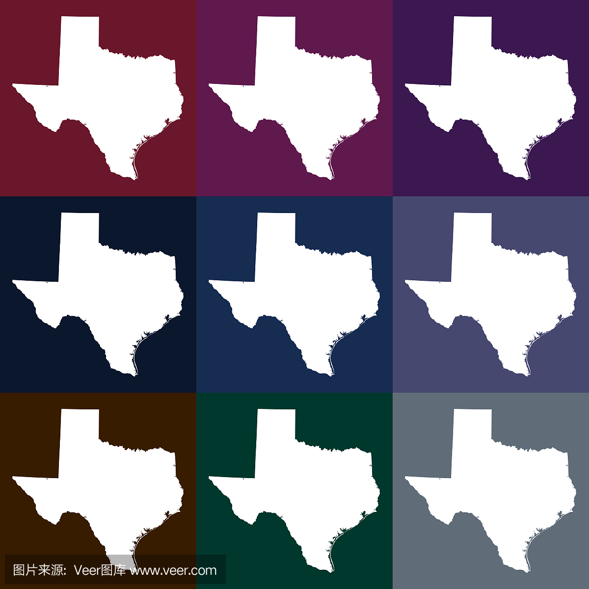 矢量图德克萨斯州,美国地图在深色