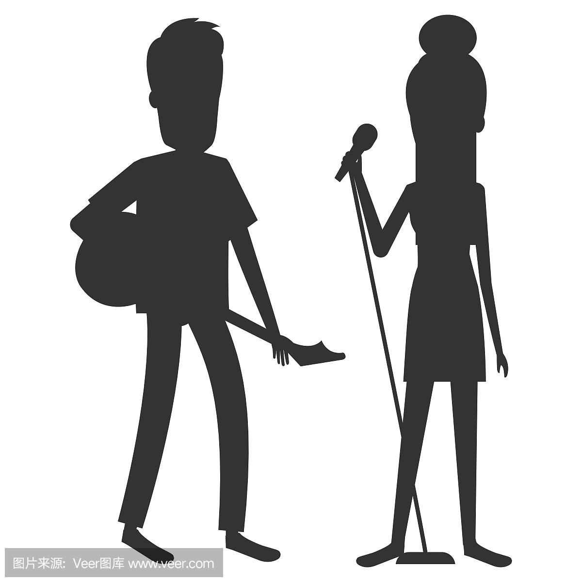 夫妇与麦克风唱歌