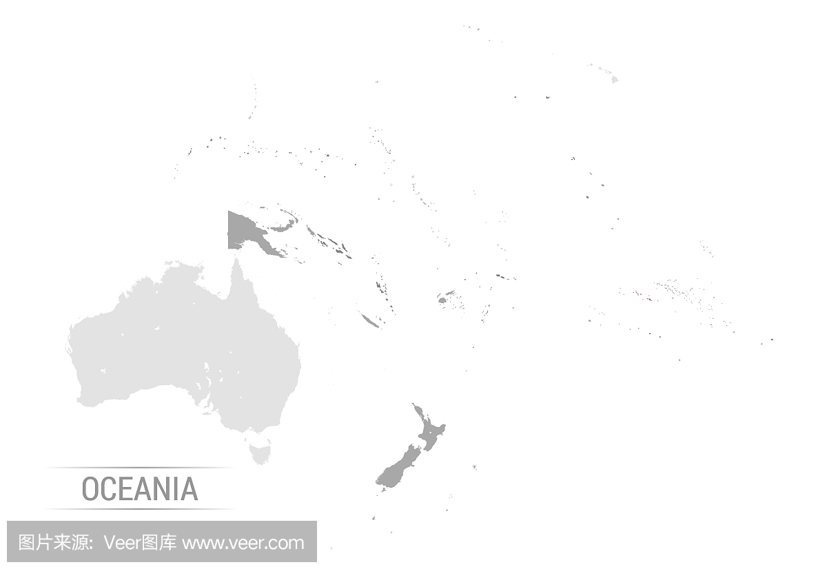 矢量大洋洲灰色地图
