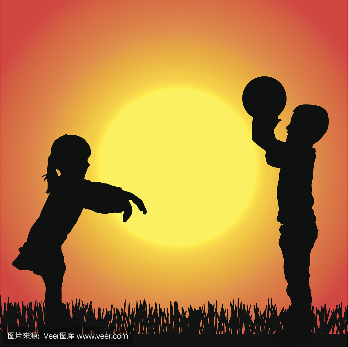 绘画插图,艺术,剪影,草