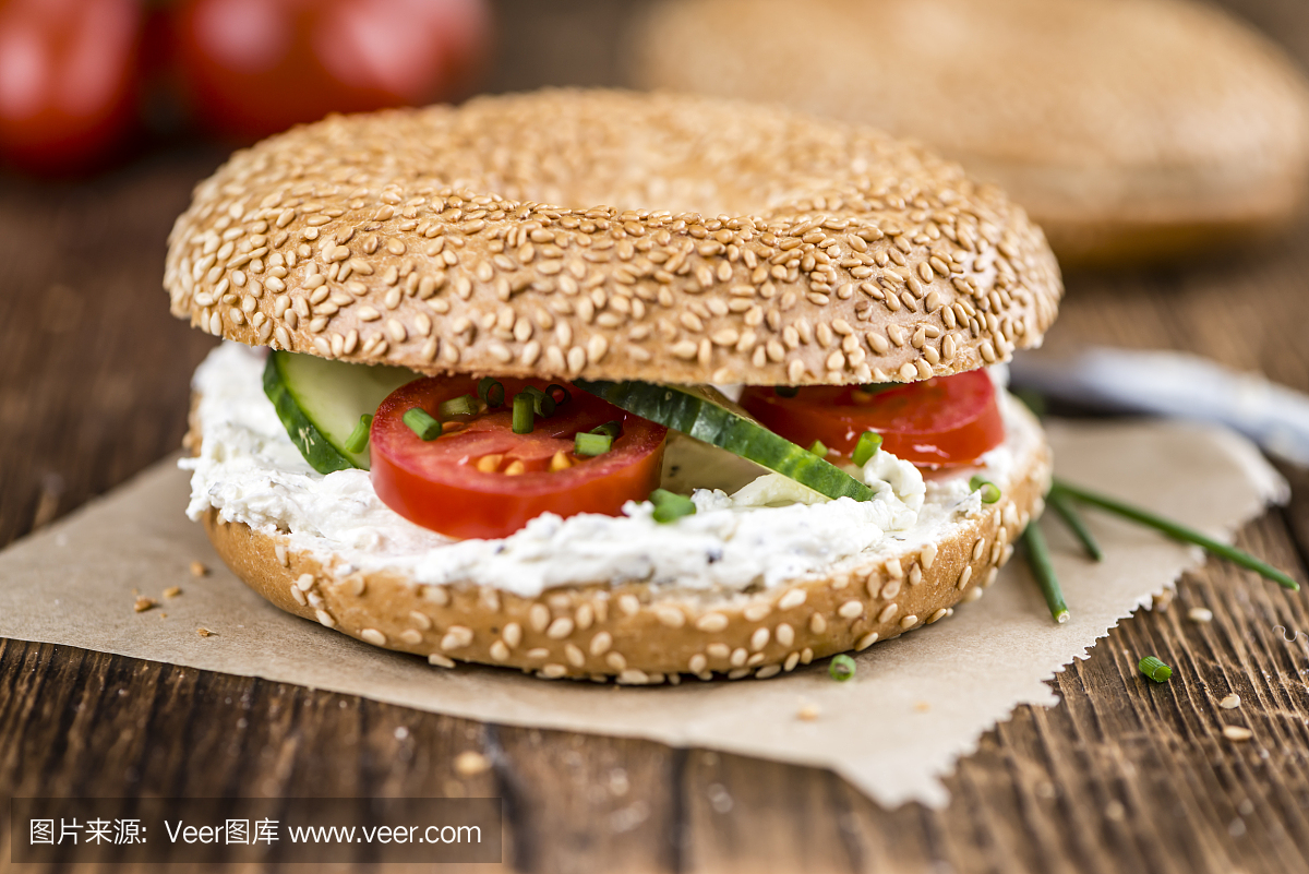 新鲜奶油芝士百吉饼