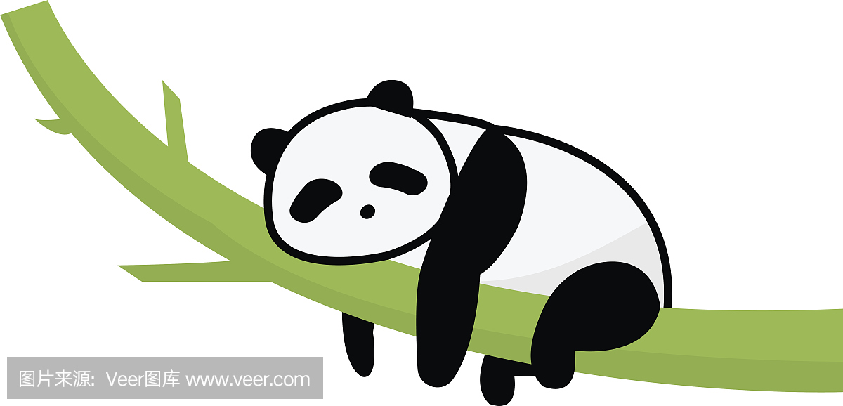 Panda sleep on tree vector isolated white.Pand