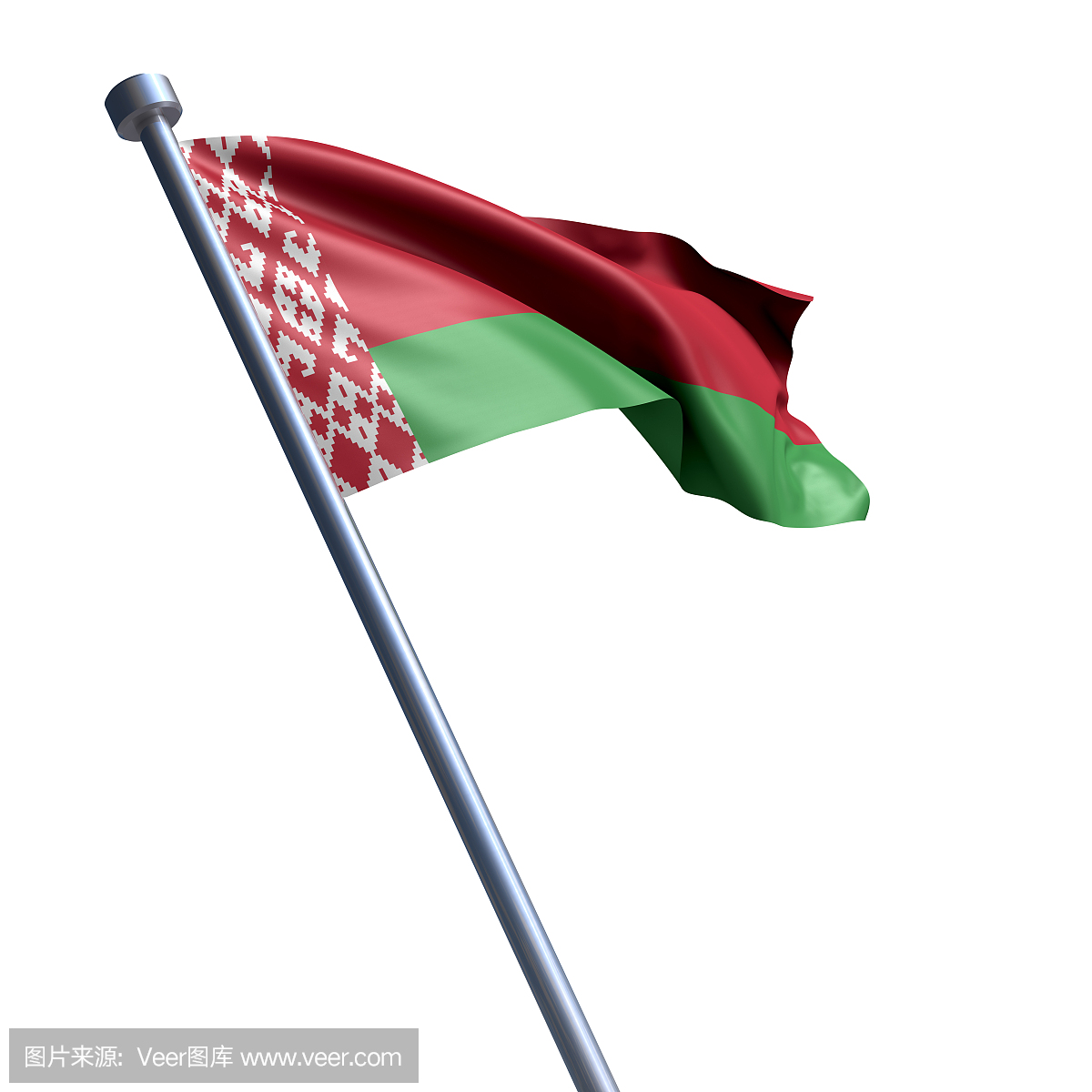 白俄罗斯国旗被隔绝在白色