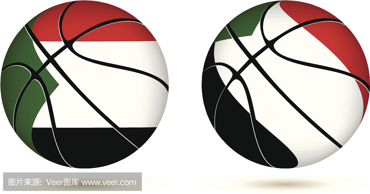 3D篮球与苏丹国旗在白色