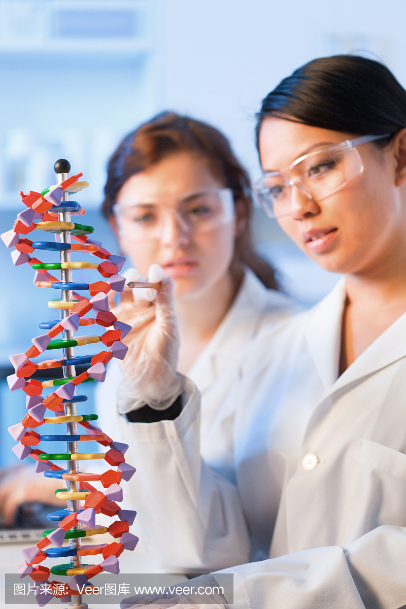 研究实验室学习DNA基因组生物化学的女科学