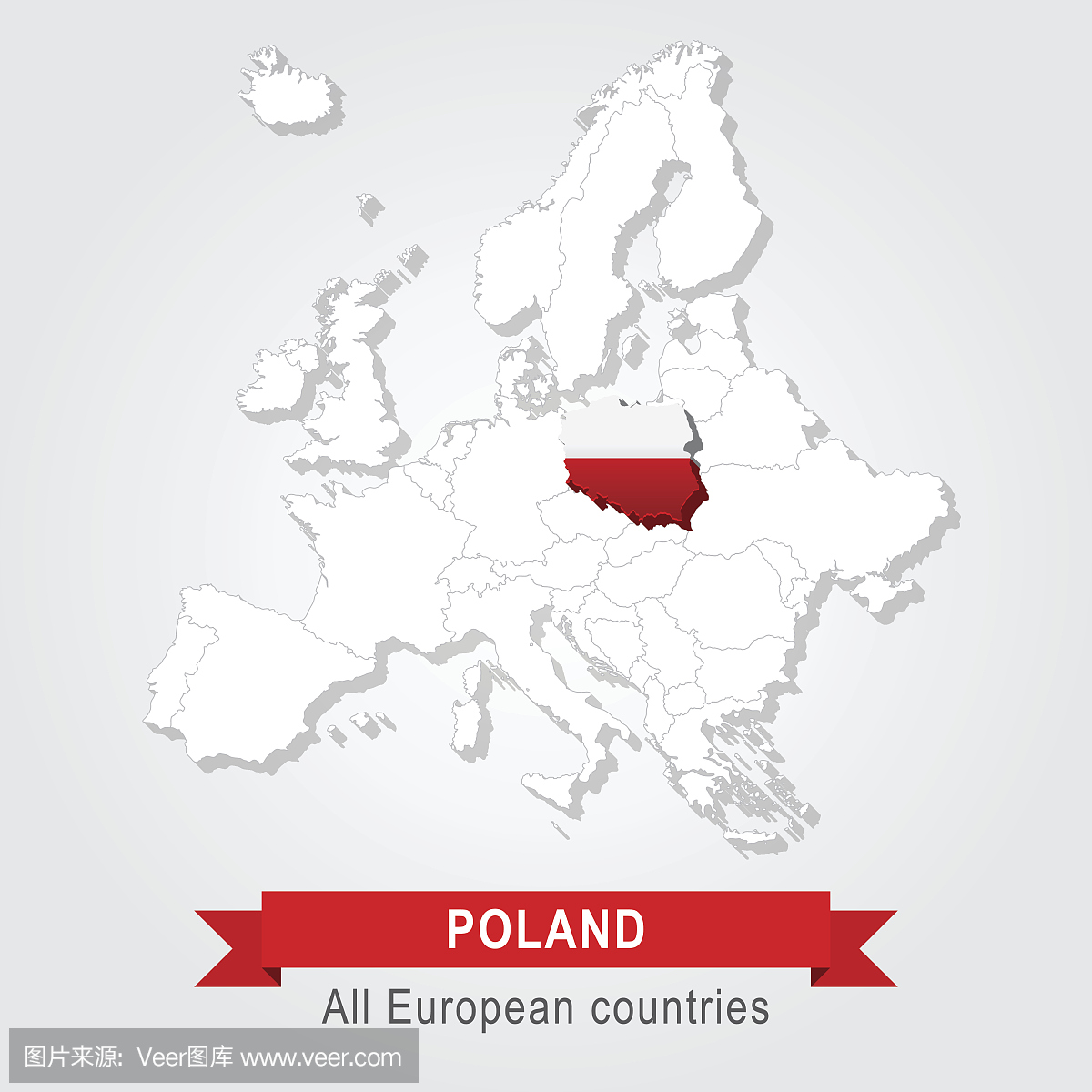 波兰。欧洲行政图。