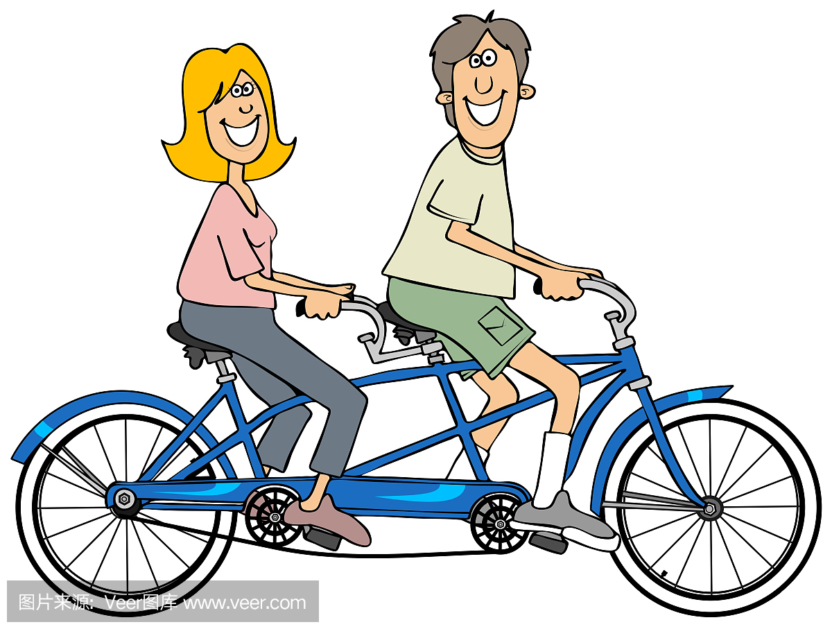 双人自行车假期概念插画 Active Vacation – 设计小咖