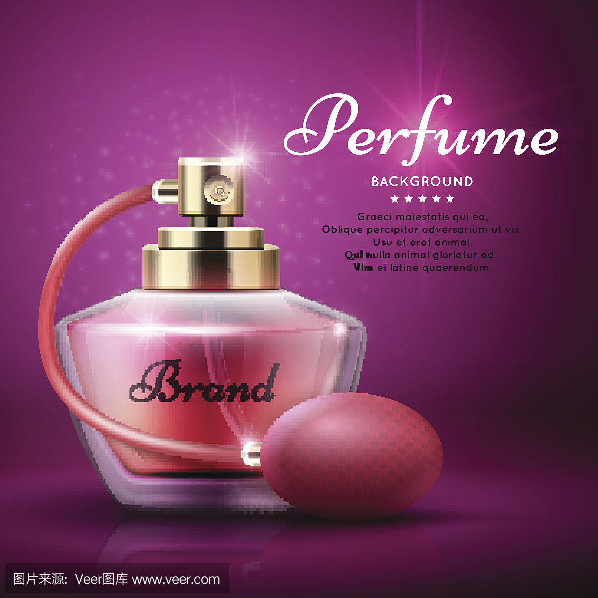 香水产品矢量背景与甜美的香气女人的香味