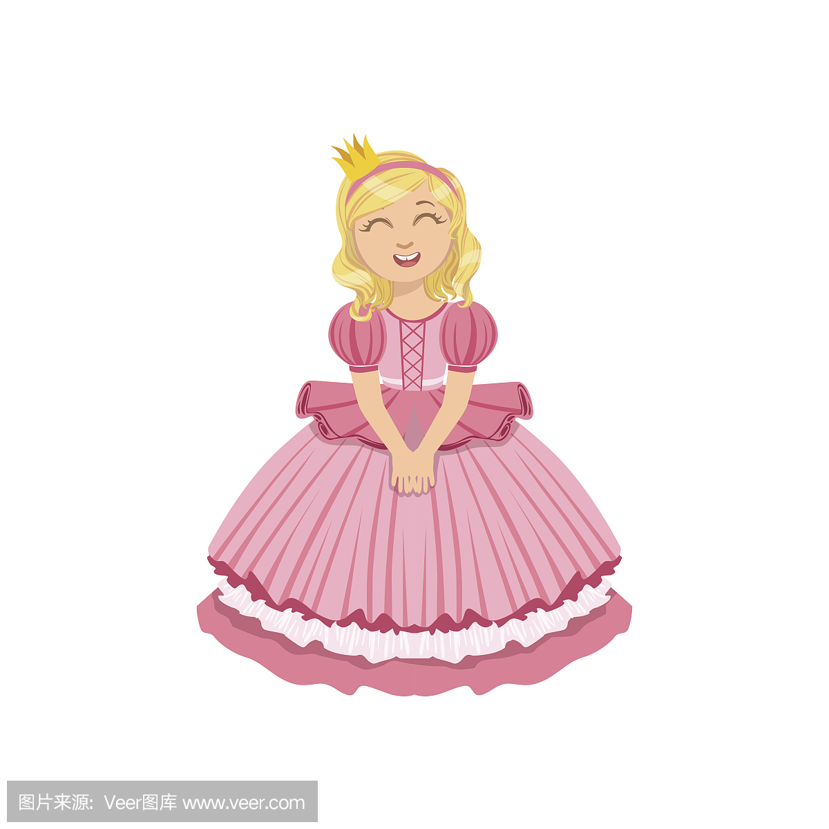 小女孩在粉红色的衣服打扮成童话公主