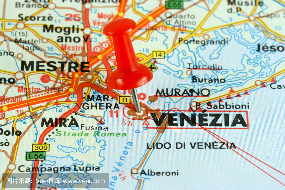 威尼斯在地图上