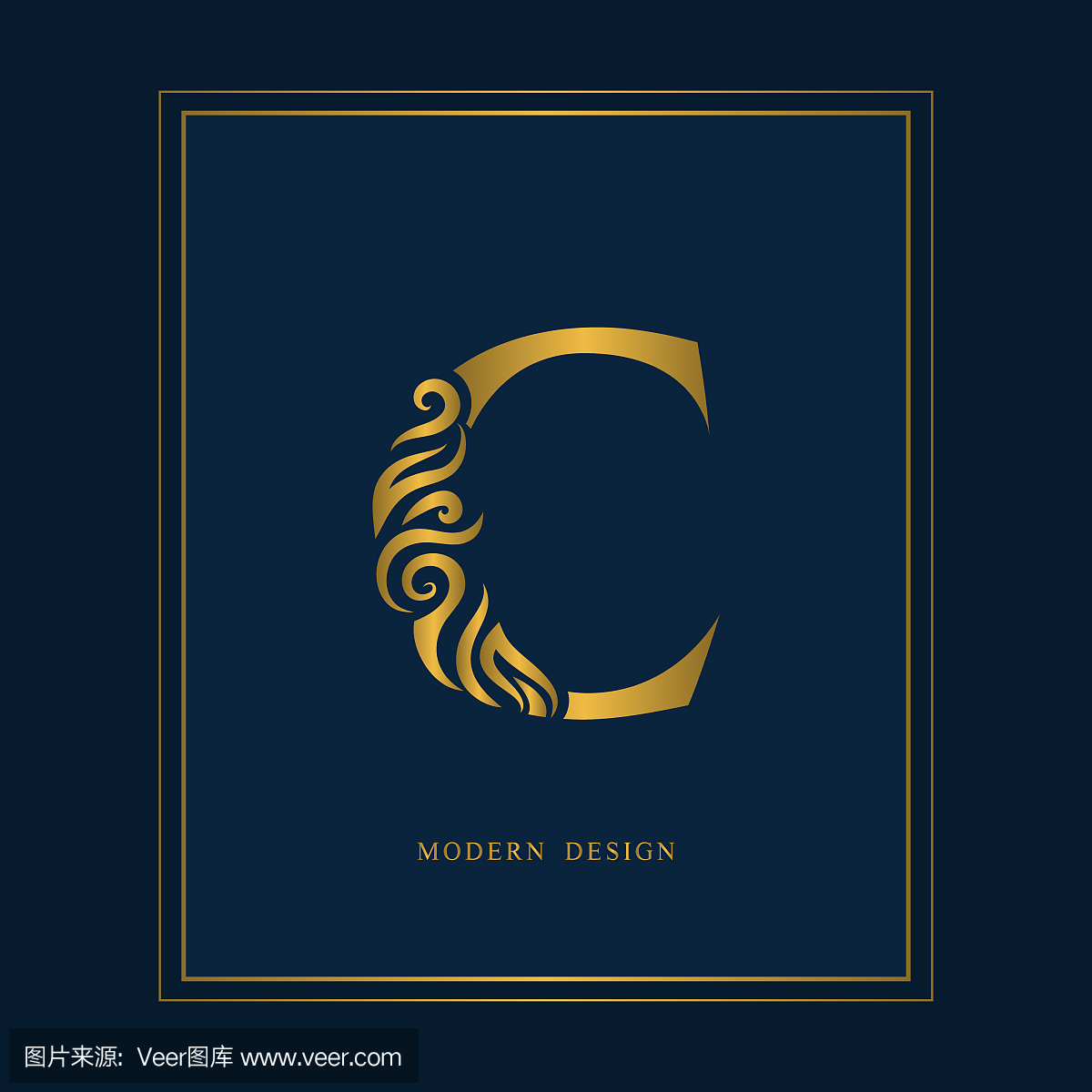 金优雅的信C.优雅的风格。书法的美丽标志。复