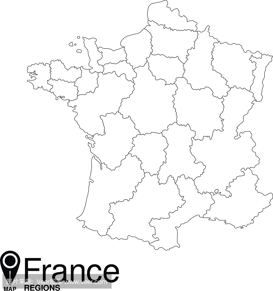 法国轮廓的地图