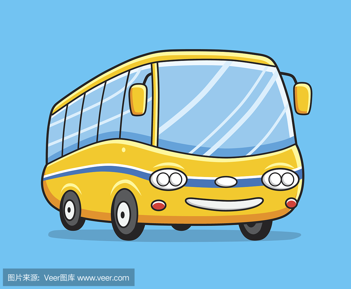 卡通车黄色公交车素材免费下载 - 觅知网