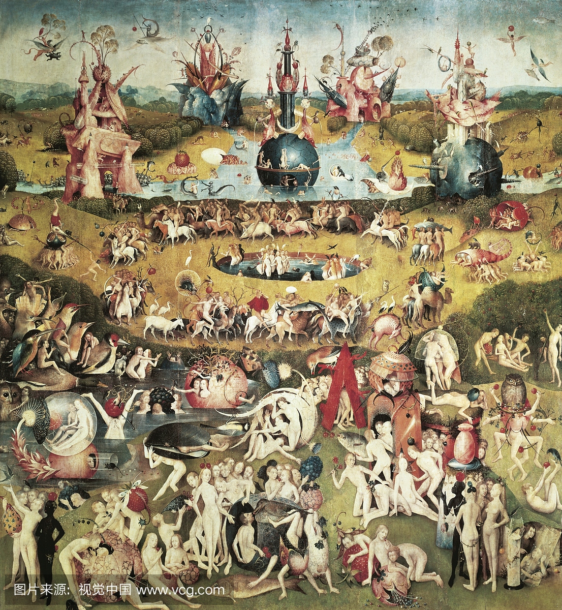 音乐家的地狱,地球之乐园的细节,由Hieronymu
