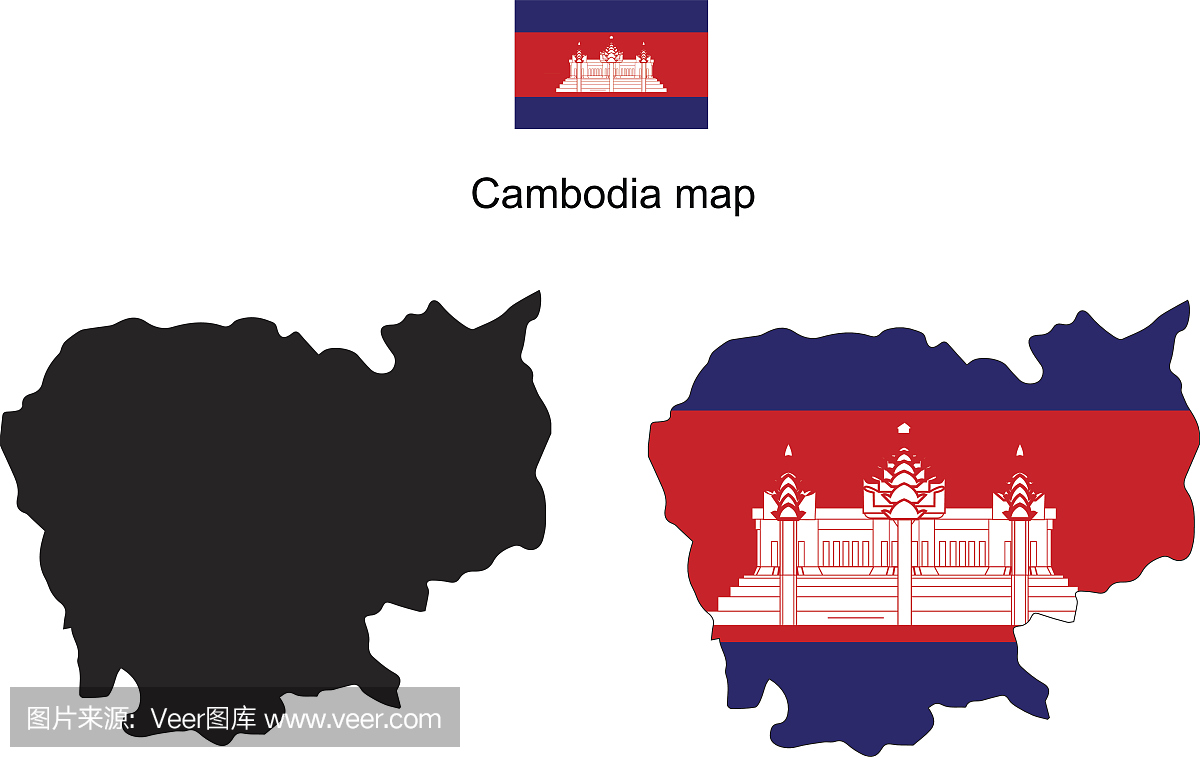 柬埔寨地图,柬埔寨国旗矢量