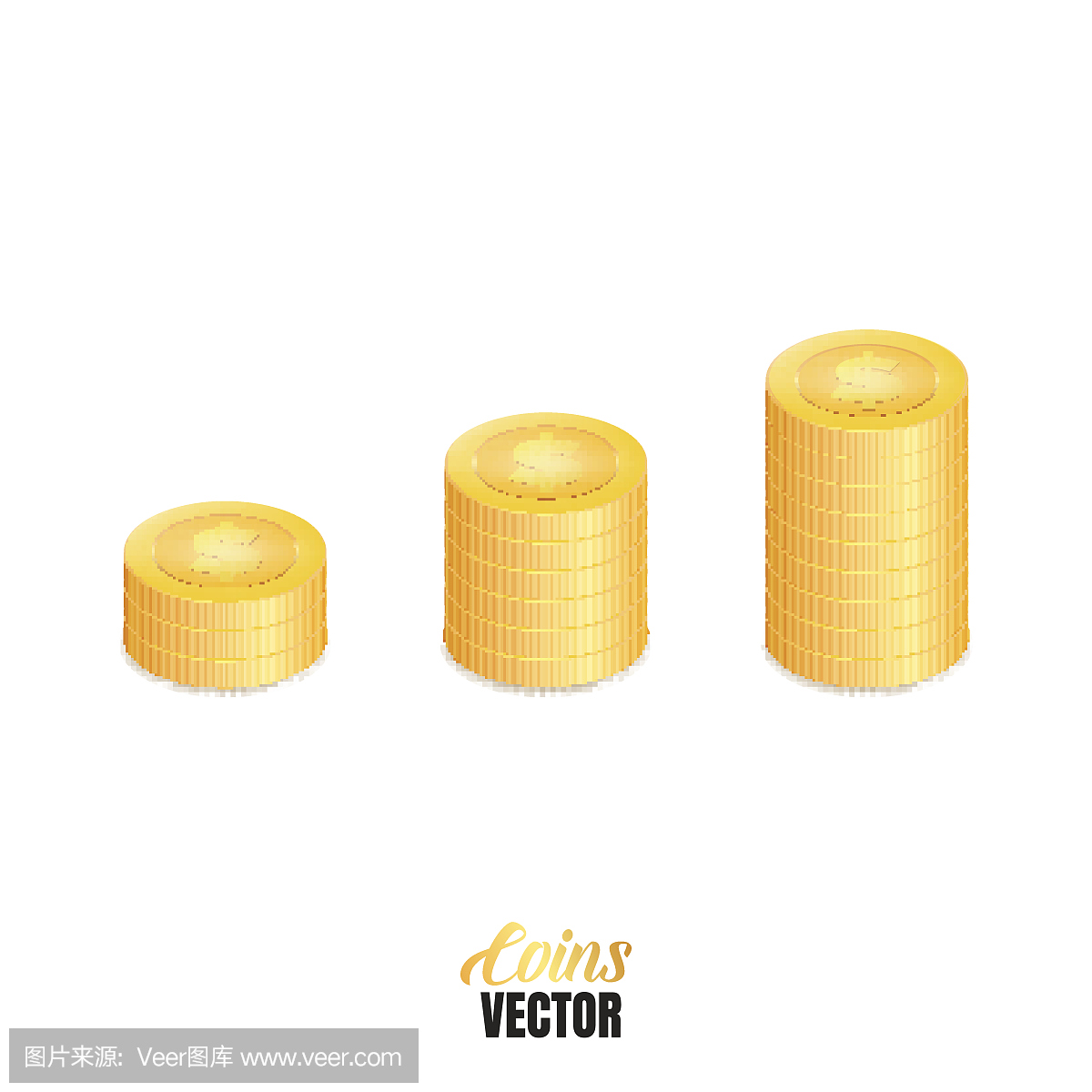 硬币叠财务增长概念图。钱孤立