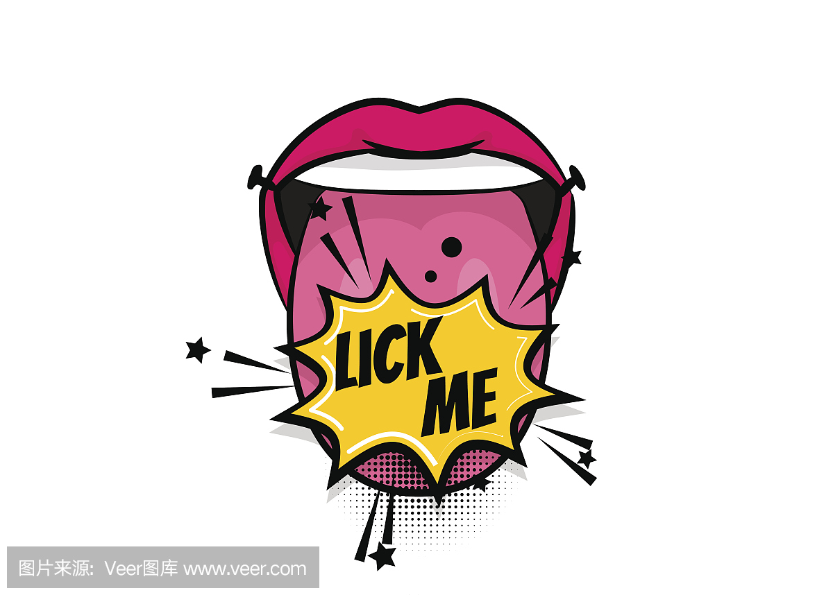 漫画文字流行艺术舌头嘴女孩力量