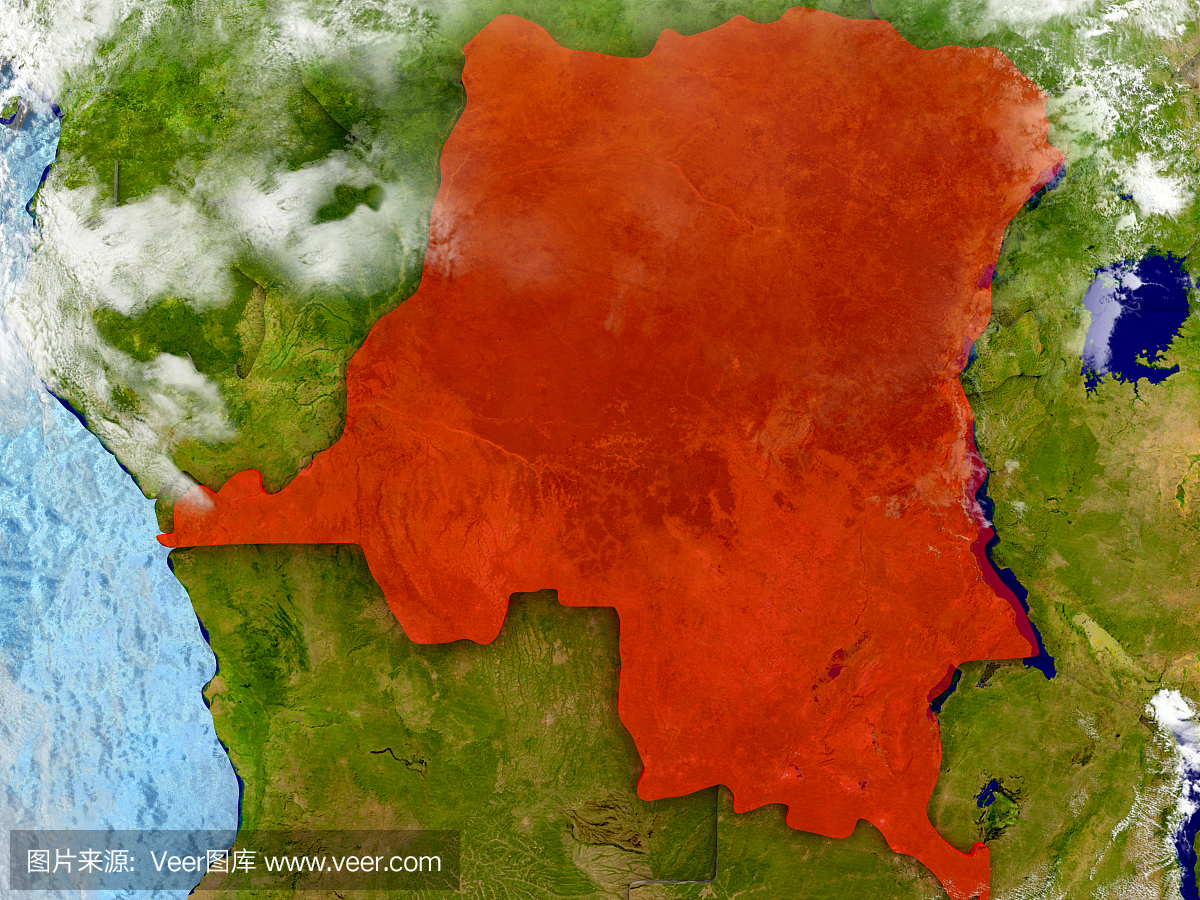 刚果民主共和国与云的地图