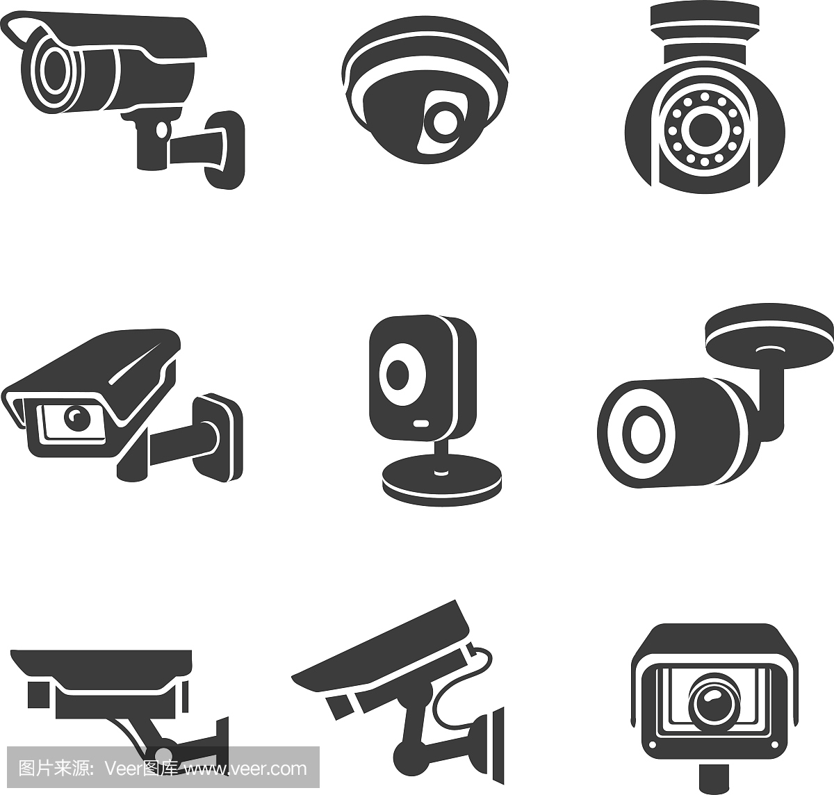 视频监控安防摄像机图形图标图标集