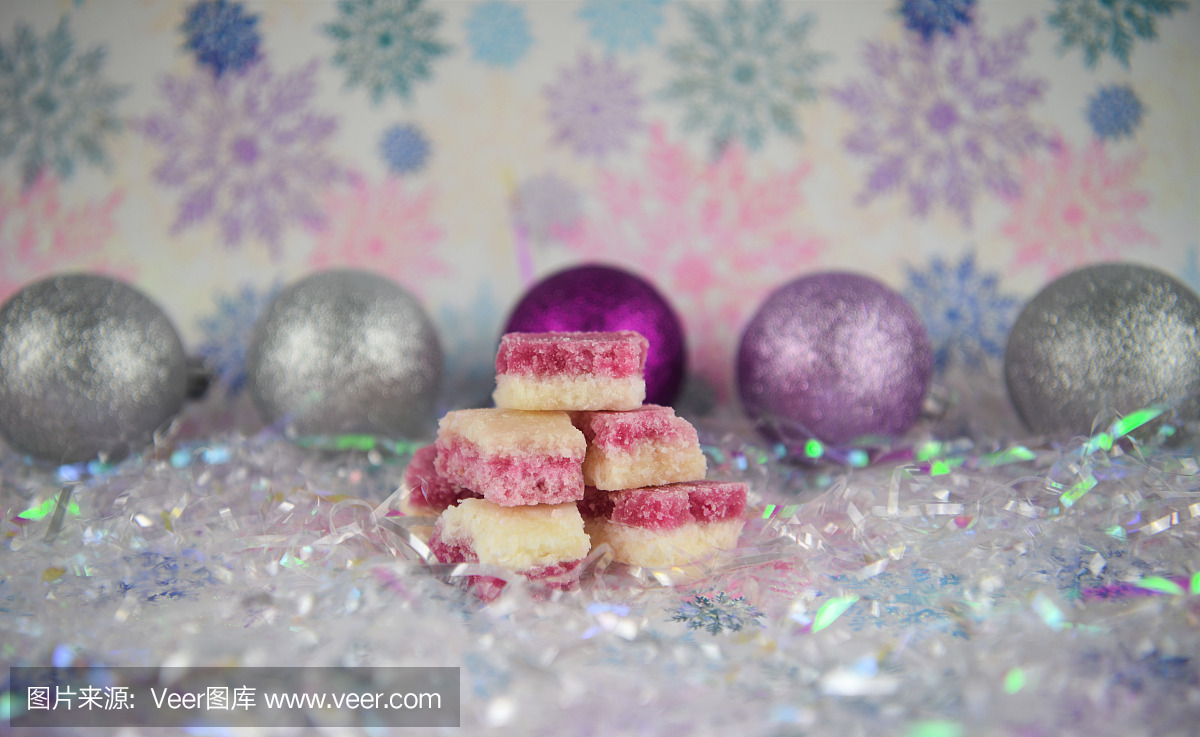 圣诞食品摄影图片的老式传统英语粉红色和白色