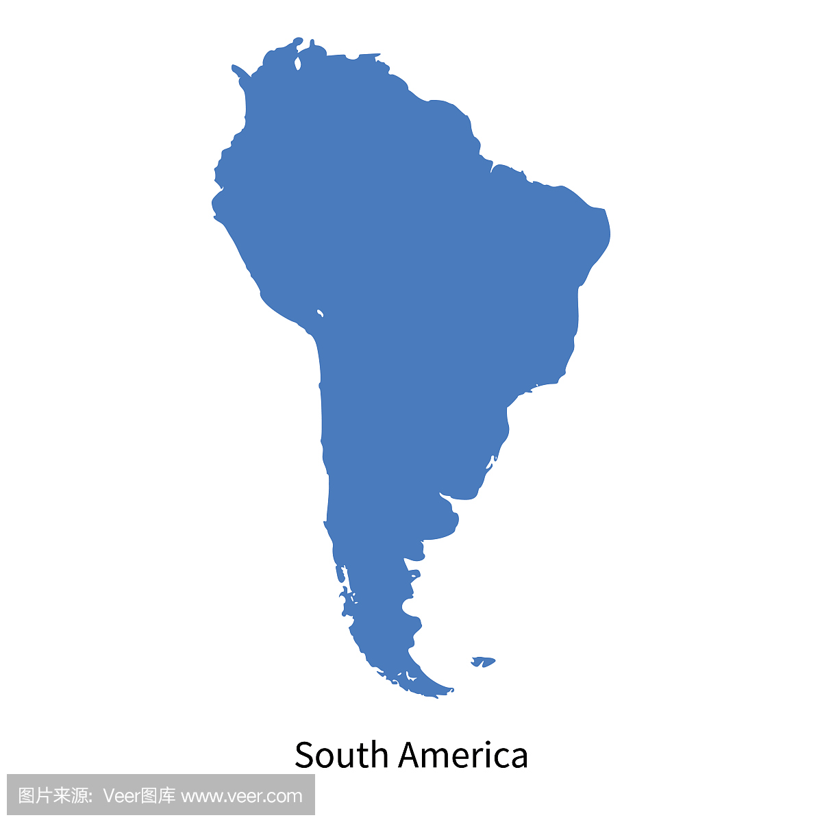 南美洲地区的详细矢量地图
