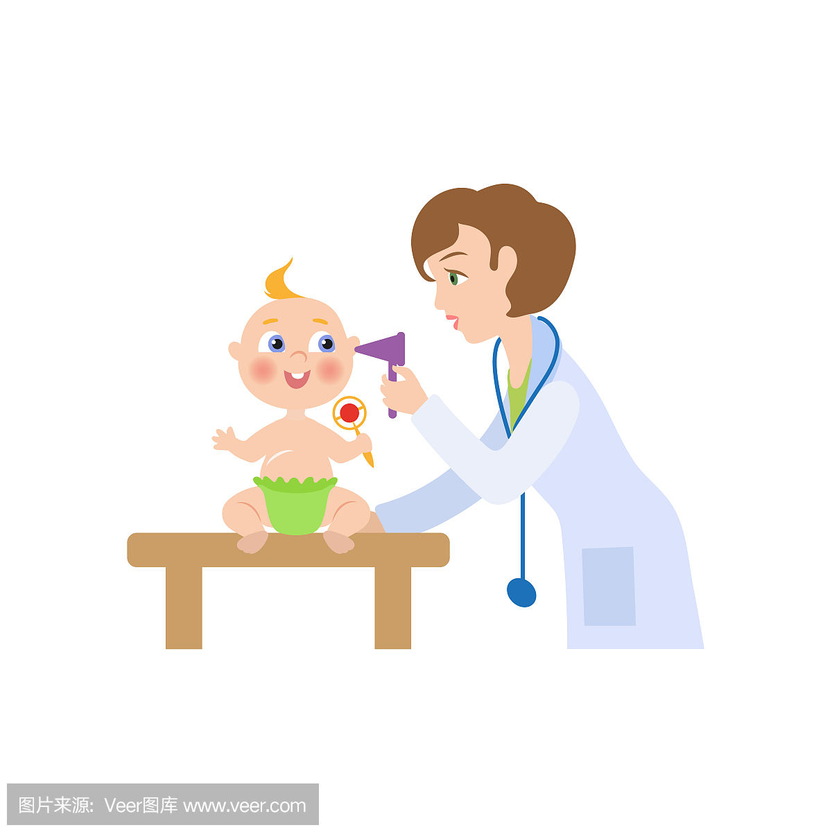vector flat female doctor and infant baby