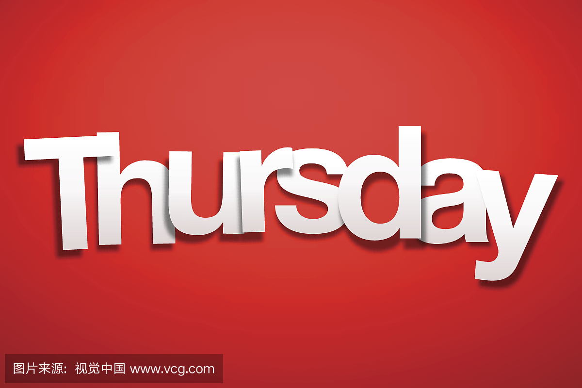 星期四用红色背景标记 - 纸字体