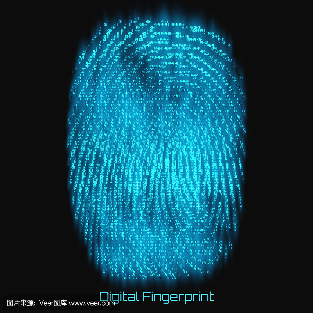 指纹的矢量抽象二进制表示。网络指纹蓝色图案