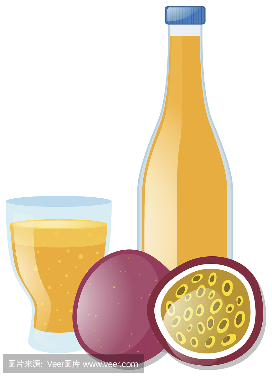 百香果汁在玻璃瓶中