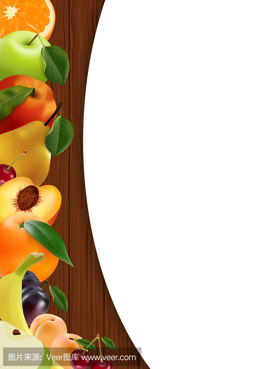 空白窗体为您的业务,很多多汁美味水果木制背