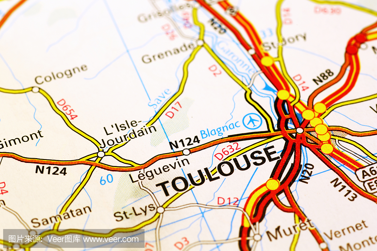 图卢兹地区在地图上