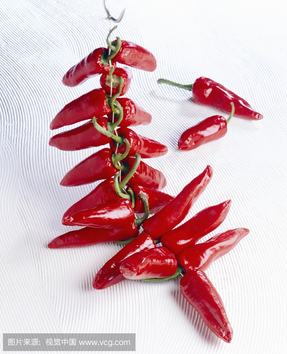 String of Espelette Basque red peppers