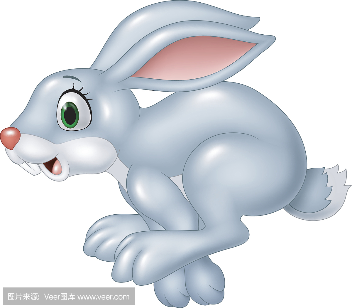 卡通滑稽恐慌兔子孤立在白色背景上