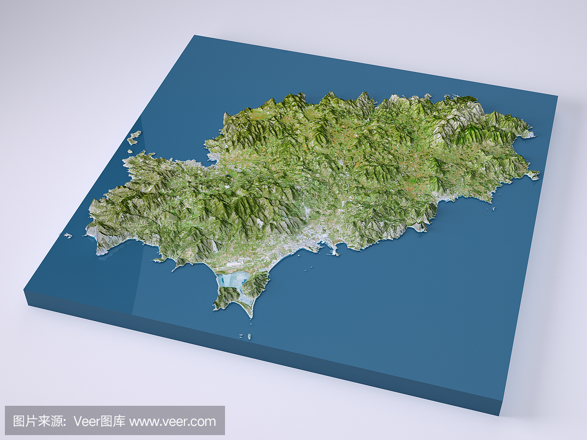 伊维萨岛3D模型地形图自然色