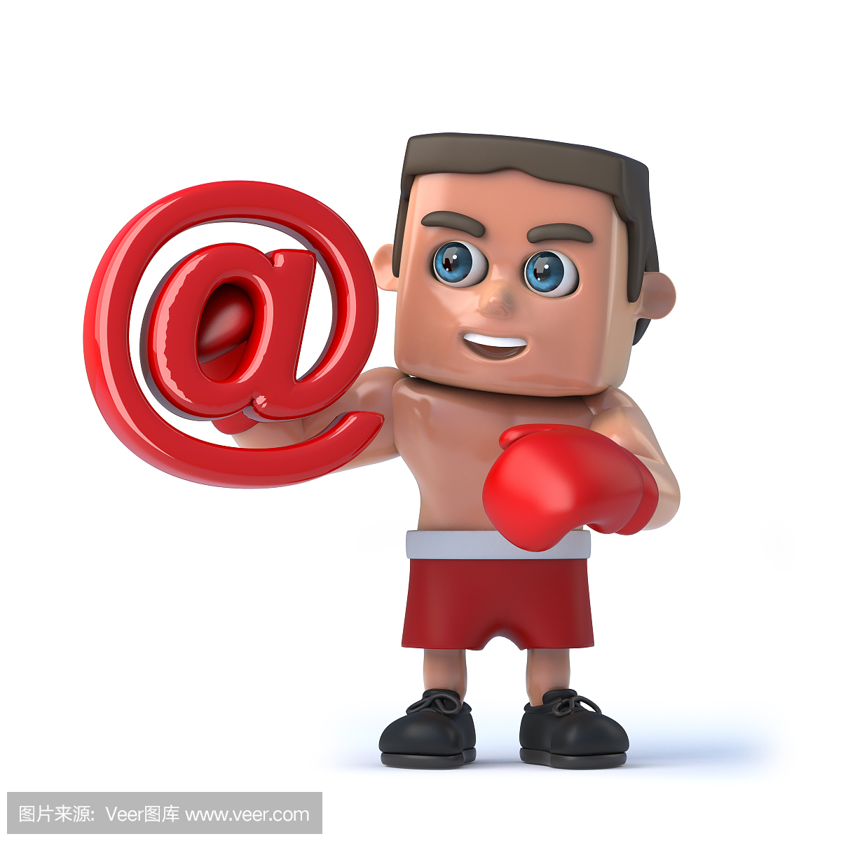 3d Boxer持有电子邮件地址符号