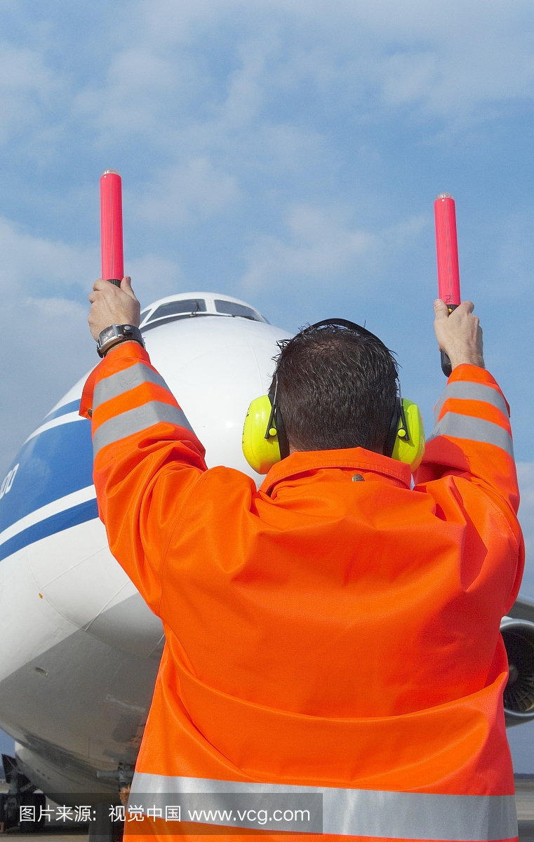 机场地勤人员向飞机,杜塞尔多夫机场,北威斯特