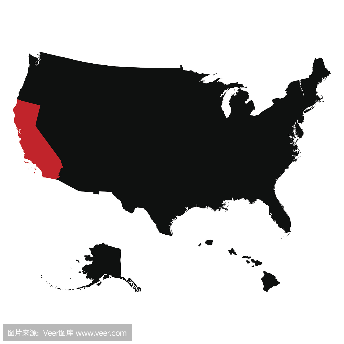 美国加利福尼亚州的地图