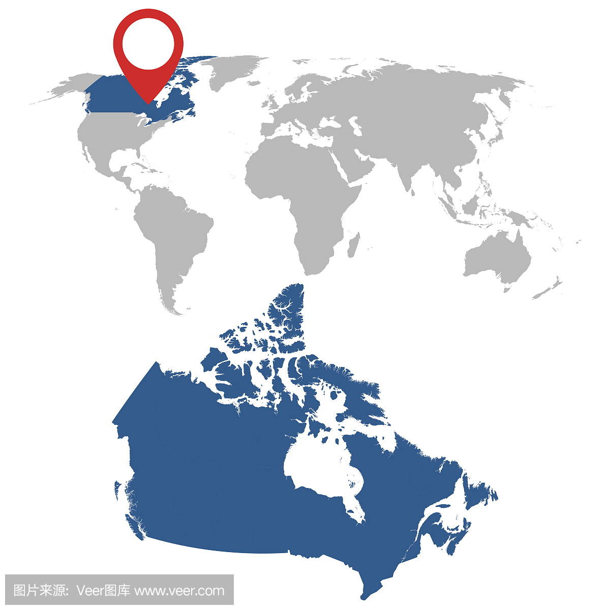 加拿大和世界地图导航集的详细地图。平矢量图