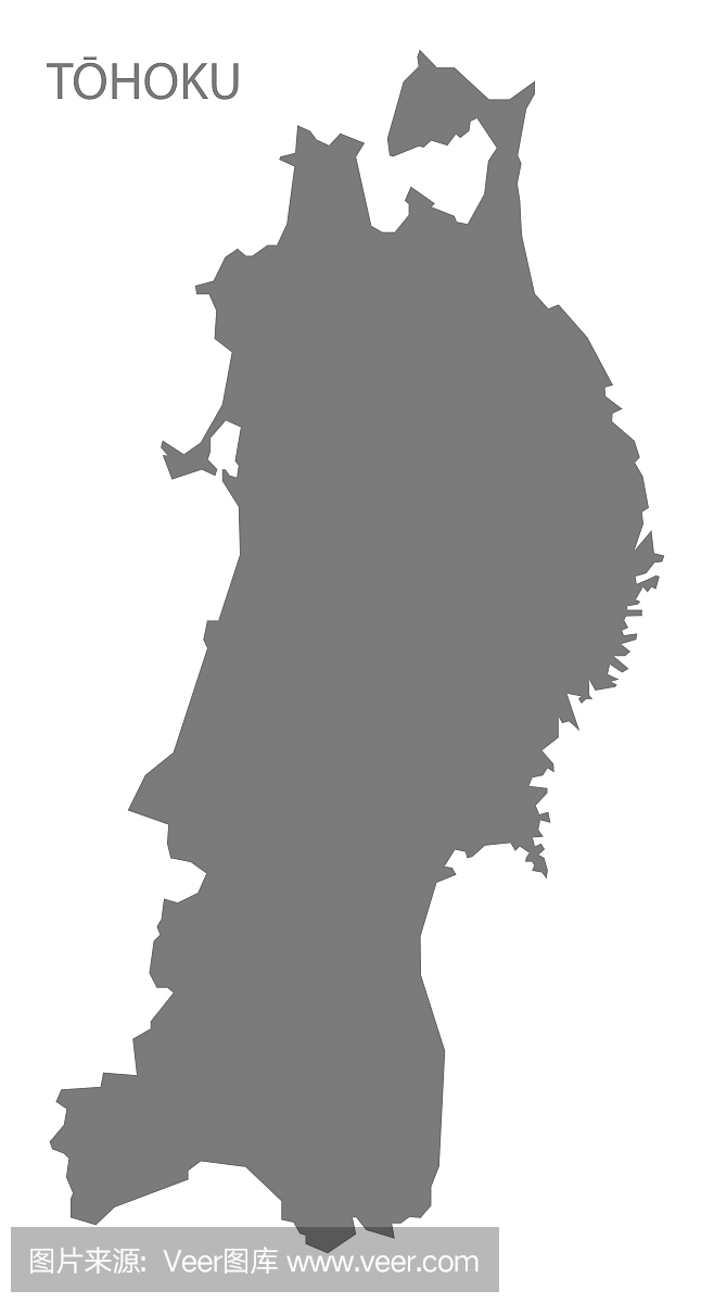 东北日本地图灰色