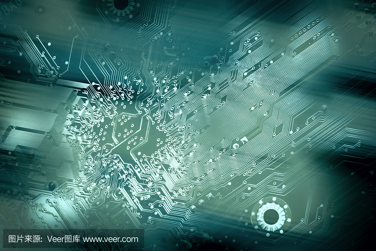 不均匀的抽象斑点和褪色的电路板剪影背景